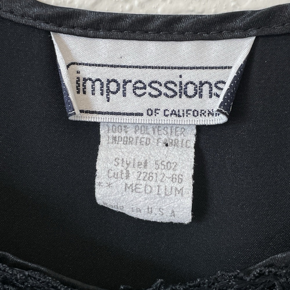 Vintage Impressions Y2K Black Camisole Top Size M Polyester Lace Romantic Goth - Picture 4 of 8
